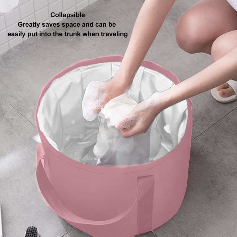 Foldable Foot Tub Polyester Double Layer Collapsible Camping Bucket with