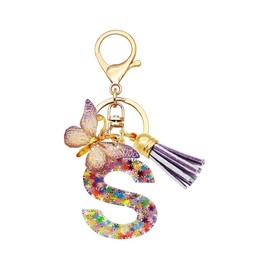 Alphabet exquisite small gift charms keychains, handbag charms, car accessories, butterfly tassel keychains (S)