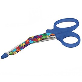 ADC 321PPQ Model 321 MiniMedicut Nurse Shears with Safety Tip, Stainless Steel, 5.5" Length, Autism Awareness Puzzle Pieces Print