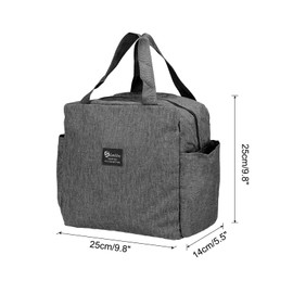 PATIKIL Lunch Box for Women/Men, Insulated Cooler Lunch Bag Thermal Tote Bag Reusable Lunch Container 9.8x5.5x9.8 Inch for Work Picnic Outdoor, Grey