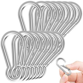 EVADOW 15PCS 100MM Heavy Duty Spring Snap Hook, M10 3/8" Galvanized Steel Snap Hook Carabiner Quick Link Carabiner Clip, 350KG Holding Capacity Quick Link Keychain for Swing Hammock Gym Outdoor-Silver
