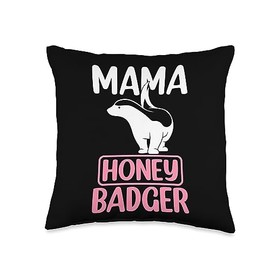 Honey Badger Mama Gifts Mama Honey Badger Throw Pillow, 16x16, Multicolor