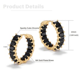 Secroma Hoop Earrings Gold for Women - 18K Gold-Plated Earrings with Cubic Zirconia, Crystals Earrings Gold, Jewellery for Women and Girls, Brass, No Gemstone