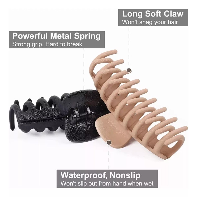 Pinzas Para Cabello Garra Fuerte 4pcs Antideslizantes