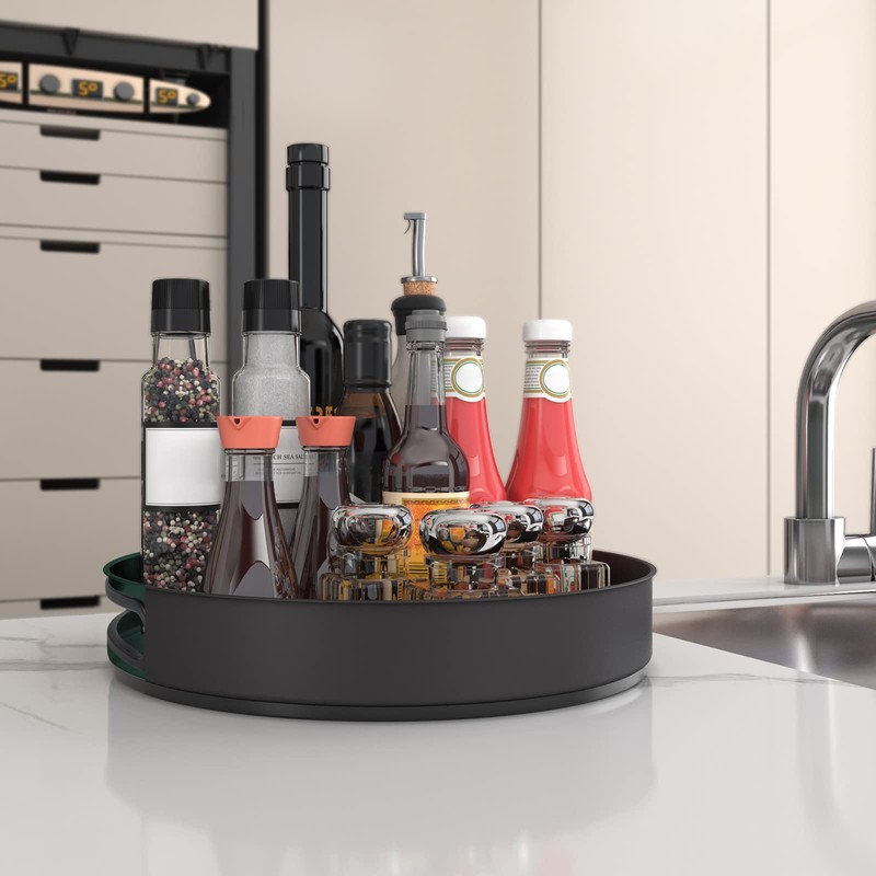 VAEHOLD Lazy Susan Stainless Steel Black Spice Rack Turntable for