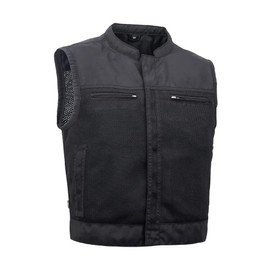 First Mfg Co - Lowrider - Men Moto Mesh Riding Vest - Shorter Fit, Conceal Carry Pockets, Cordura & Moto Mesh, 1" Collar, Hidden Zipper