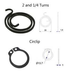 Universal Hardware 2.25 Turns Door Handle Springs Repair Kit Plus Circlip (6 x 2.25 Turn, 1.8mm Thick coils Plus 6 Circlip)