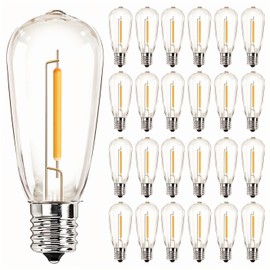 25 Pack ST40 Vintage LED Edison Bulbs Dimmable, Shatterproof 0.6W Energy Efficient E17 LED Replacement Bulbs for Outdoor String Lights, E17/C9 Intermediate Base Bulb Waterproof, Warm White 2700K
