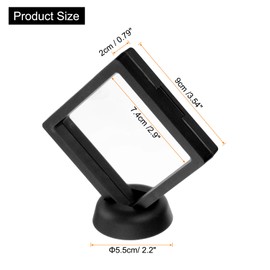 sourcing map 4 Pcs 3D Floating Display Case, 3.54 x 3.54 Inch Floating Frame Display Holder Stand, Transparent PE Jewelry Storage Box, Black