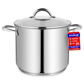 Bakken-Swiss Deluxe 20-Quart Stainless Steel Stockpot w/Tempered Glass See-Th