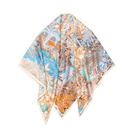 SHIROUYU - Bufanda de seda de morera 100% pura de 35 pulgadas, grande, cuadrada, ligera, para la cabeza, envuelve el cabello para mujer, con paquete de regalo, Azul terroso claro, 88*88CM