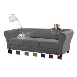 ALIECOM Stretch 4-Pcs Couch Cover for 3 Cushion Couch Sofa 100% Waterproof Chesterfield Sofa Covers Washable Sofa Slipcovers 3 Seat Furniture Protector for Pets Dogs (Light Gray, Large)