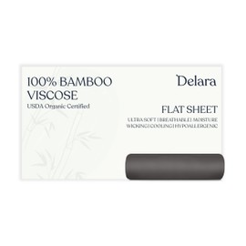 Delara 100% Organic Viscose Derived from Bamboo - Ultra-Soft, Cooling, and Moisture-Wicking, Luxury Flat Bed Sheet for Hot Sleepers