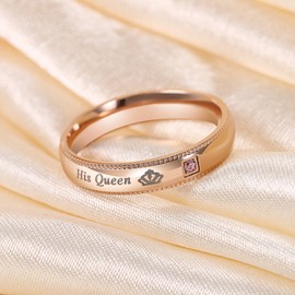 OIDEA Pair Ring King Queen with Cubic Zirconia: Men Women Rings Stainless Steel in Black Rose Gold Band Ring Finger Ring Wedding Rings Gift for Couples Couples Partner Valentine's Day Anniversary