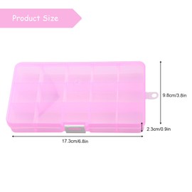 Luckious Plastic Bead Storage Organizer Box with 15 Adjustable Dividers - Earring and Small Item Jewelry Container for Travel (Pink/Transparent)
