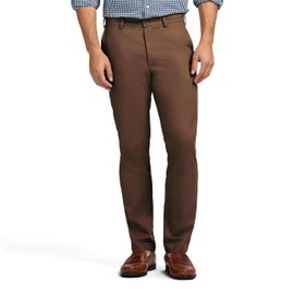 IZOD Men's American Chino Flat-Front Straight-Fit Pants, Decaf Coffee, 42W x 30L