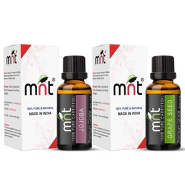 MNT Combo Set of Jojoba Oil and Grapeseed Essential Oil (Each 15ML) Ideal for use in Hair loss, Promotes Hair & Beard Growth, Moisturizes Skin, Health Benefit, Massage