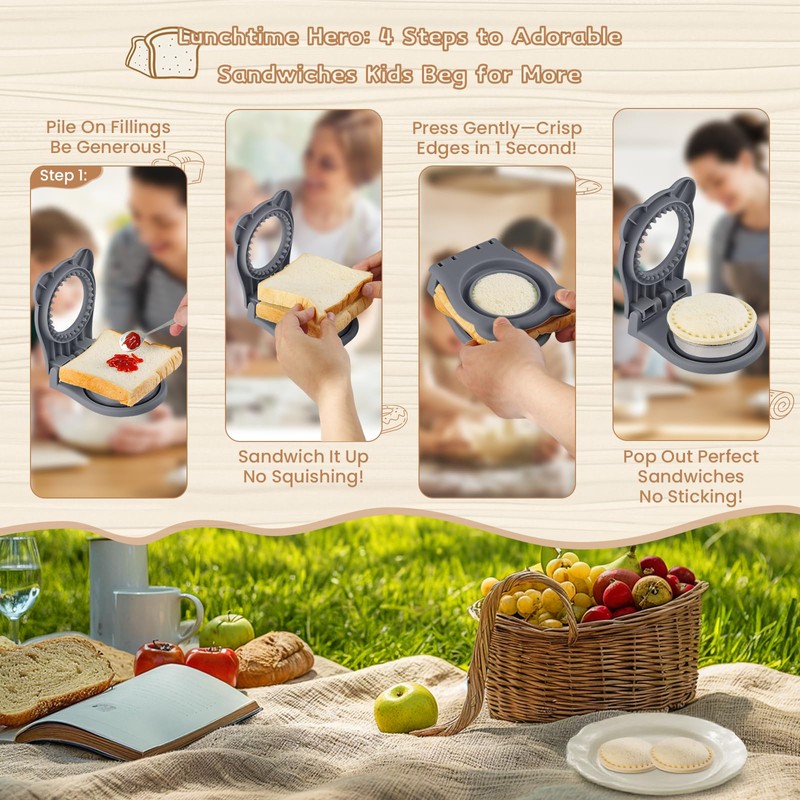 Sandwich Cutter, Maker for Kids Lunch - 3.7 Inch Circle