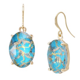 Bonaluna Purple and Blue Twotone Glass Geometric Oval Dangle Statement Earrings for Women