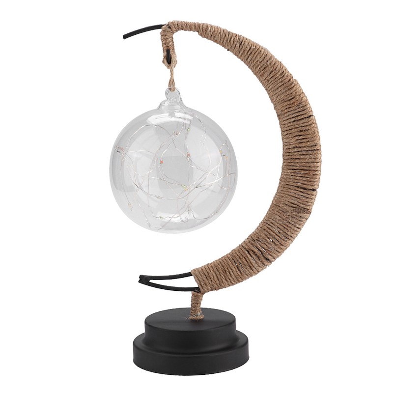 Glass Ball Moon Iron Art Decoration Night Light with LED