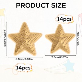 28pcs Sequin Star Iron on Patches, 2 Sizes Shiny Star Patches for Clothes Glitter Iron on Stars Embroidery Star Patches Appliques for Clothing Craft Hats Bags Jeans Jackets Caps Backpacks Costume