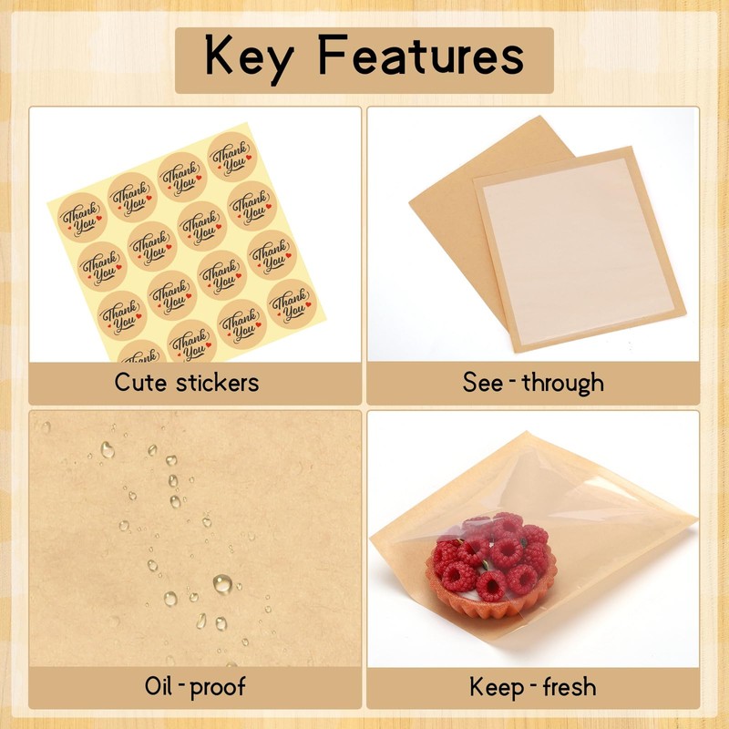 120 Pack Cookie Bags with Seal, 5.7x6.5 Inch Self Sealing