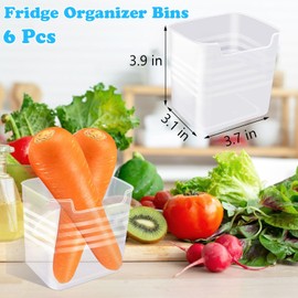 6 Pcs Refrigerator Organizer Bins,Clear Plastic Fridge Side Door Storage Box,Stackable Food Fruit,Vegetable,Cereals Containers Set for Pantry Picnic Office Kitchen Organization