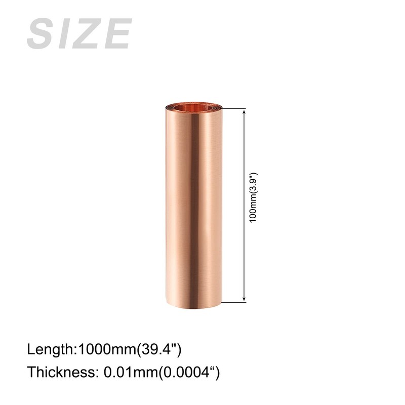 METALLIXITY 1pc Pure Copper Sheet (1000mm*100mm*0.01mm) Metal Copper Plate for