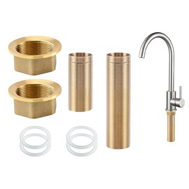 Anlising 2 x Cold Hot Water Brass Pipe Nuts, Cold Water Tap Fittings Nipple Lock Nut, Tap Extension, Tap Extension, Extension Threaded Pipe, for Tap Installation (60 mm & 100 mm)