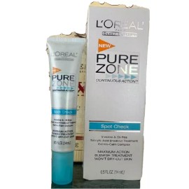 L'Oreal Pure Zone Continuous Action Spot Check Blemish Treatment 0.5 FL OZ NEW