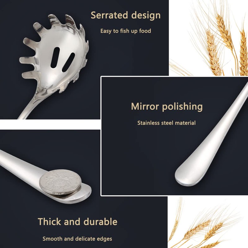 FIBOUND Spaghetti Spoon, Stainless Steel Spaghetti Spoon, Pasta Spoon, Stainless