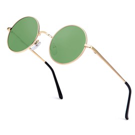 ANYLUV Round Sunglasses Mens Polarised, Unisex Retro Circle Sunglasses for Women UV Protection, Hippie Glasses for Men Wire Metal Frame Small(45mm)