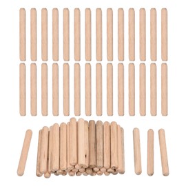 sourcing map 60 Pcs Wooden Dowel Pins 6x50mm(0.24x1.97) Fluted Beveled Ends Wood Dowel Pegs Dried Hardwood for Woodworking Furniture Shelf