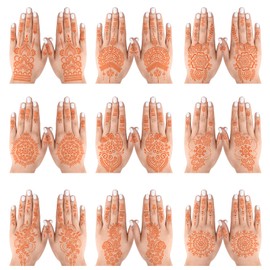 18 Sheets Henna Stencils Henna Tattoo Stencil Kit, Hand Henna Temporary Tattoo Stencils for Women and Girls Arabian Realistic Tattoo Stickers