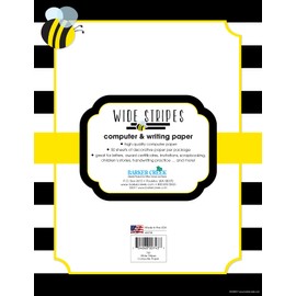 Barker Creek Designer Computer Paper, Wide Stripes with Bee, 8.5” x 11”, Decorative Printer Paper, Stationery, 50 Sheets per Pkg, Home, School and Office Supplies (743)