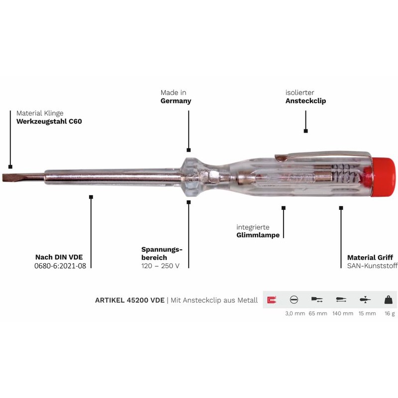 H+H 95200 Electrical Installation Set 6 Pieces Voltage Tester, Phase