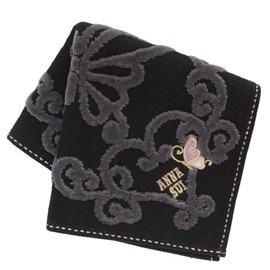 Anna Sui 109482-0009-03 Towel Handkerchief Ornament (Gray), Women's Towel, Hand Towel, Approx. 9.8 inches (25 cm)