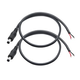 12V DC Power Pigtails Cable,0.5m/1.65ft DC 5.5mm x 2.1mm Male Plug to Bare Wire Open End Power Wire,18AWG DC Barrel Plug Connector,for DC 5521 Port Supply Replacement Repair(2Pcs)