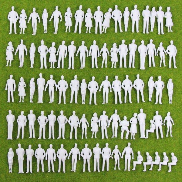 Scene Collection, Human, Doll, Person, Human Figure, Unpainted, 1:50, 1.4 inches (35 mm), Pack of 100, Box Garden, Decoration, Railway Model, Building Model, Diorama, Education, DIY