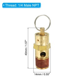 PATIKIL 1/4" Male NPT Safety Valve, Air Pressure Release Valve for Air Compressor, 135PSI Set Pressure