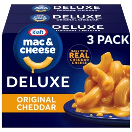 Kraft Deluxe Original Cheddar Mac N Cheese Macaroni and Cheese Dinner, 3 ct Pack