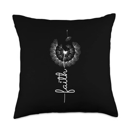 Faith Dandelion Flying Seeds Flower Summer Throw Pillow