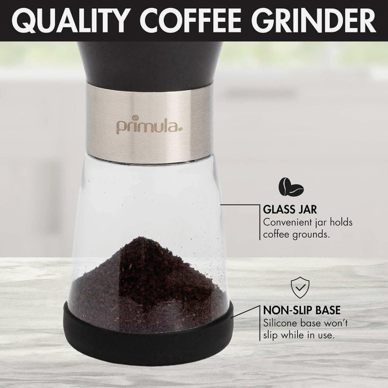 Primula Manual Adjustable Burr Coffee Grinder-Ceramic Mill & Brushed Stainless