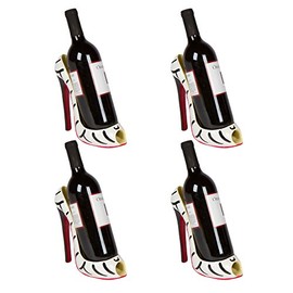 Trademark Innovations 8" x 7"H High Heel Wine Bottle Holder - Stylish Conversation Starter Wine Rack (Zebra, Set of 4)