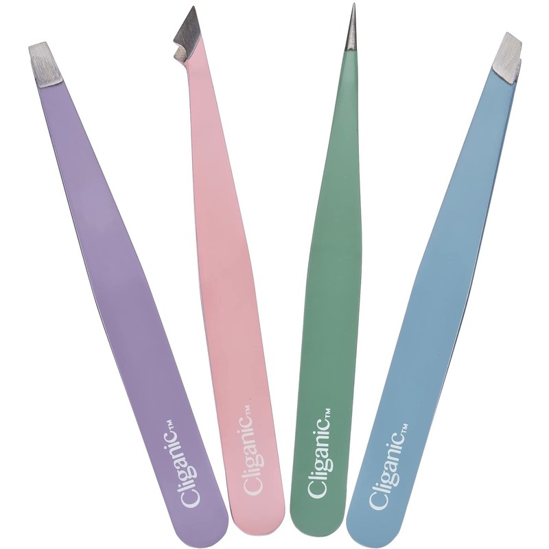 4-Piece Professional Tweezers Set with Case | Stainless Steel |