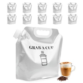 10 Pack Disposable Coffee Dispensers with Handle Coffee Box Cold Hot Beverage Dispenser COFFEE Carrier with Handle Take Out Camping Water Storage Containers Water Bag for Hiking (88oz) (White)