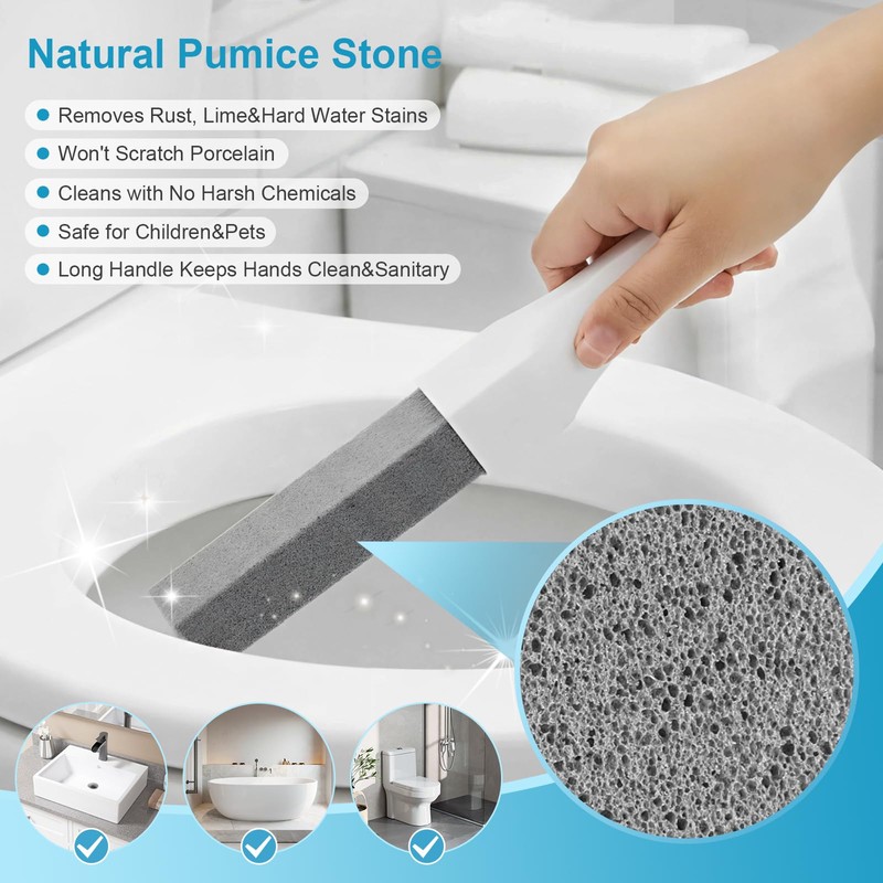 8 Pack Pumice Stone with Long Handle, Pumice Stone Toilet