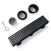 TECFORG 12 Inch Black Rectangular Shower Drain with Removable Quadrato