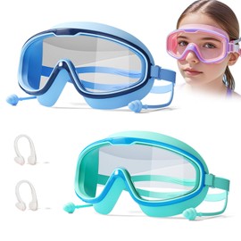 FEELNOW Favorabler Goggles, HD Waterproof and Anti-Fog Swimming Goggles for Children (Ages 3-16) with Nose Cover