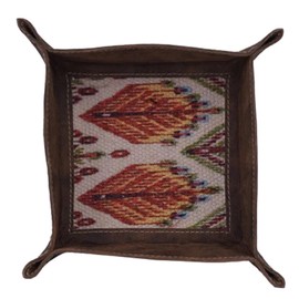 HOPOFLY Leather Tray Organizer - Catchall Valet Tray for Men & Women, Aztec-Inspired Design in Bright Colors, Catch All Trays for Jewelry, Keys, Wedding, Teacher Gifts, Sister, Mom, Friend, JH-1628